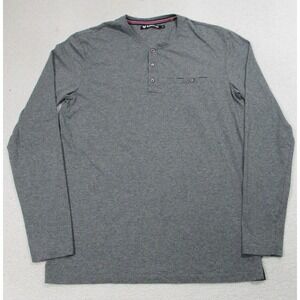 Buttercloth Shirt‎ Mens Medium Gray Long Sleeve Henley Pocket Casual Crewneck
